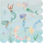 Party Napkins Swimming Mermaid Multicolored 16.5x16.5cm. 16pcs