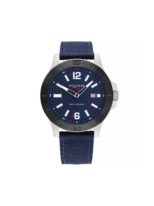 Tommy Hilfiger Uhr Batterie mit Blau Stoffarmband