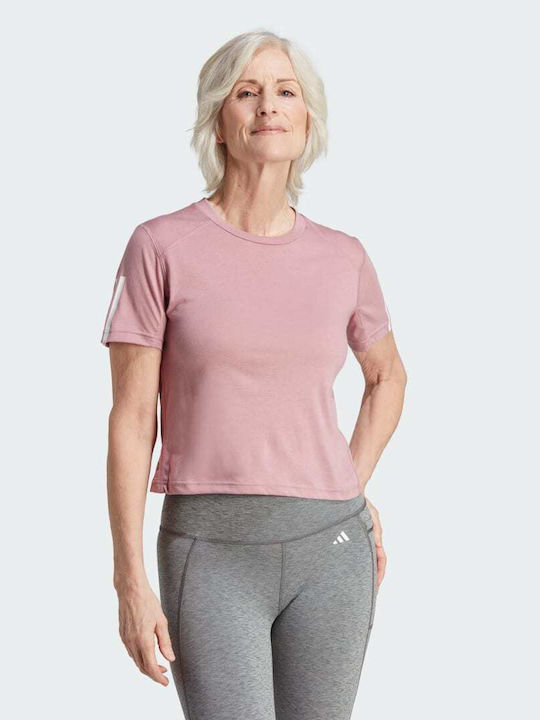 Adidas Essentials Γυναικείο Αθλητικό Crop T-shirt Ροζ