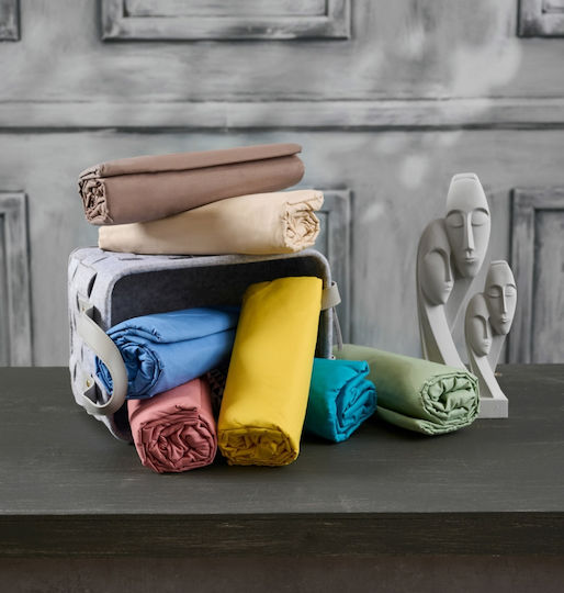 Cokitex Sheet Double with Elastic 150x200+25cm. Angel Mustard