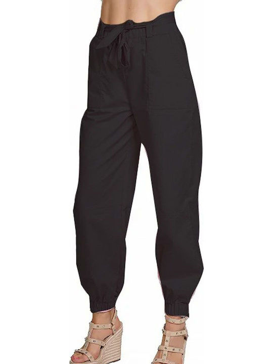 Damen Stoff Hose in Lockere Passform Schwarz