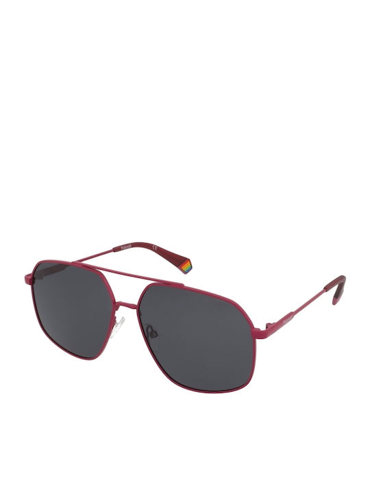 Polaroid Unisex Sunglasses with Red Metallic Fr...