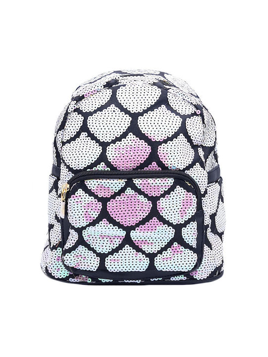 Kids Backpack with Sequins & Front Pocket White