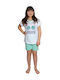 Nina Club Set Top & Bottom Kids Summer Pyjamas White