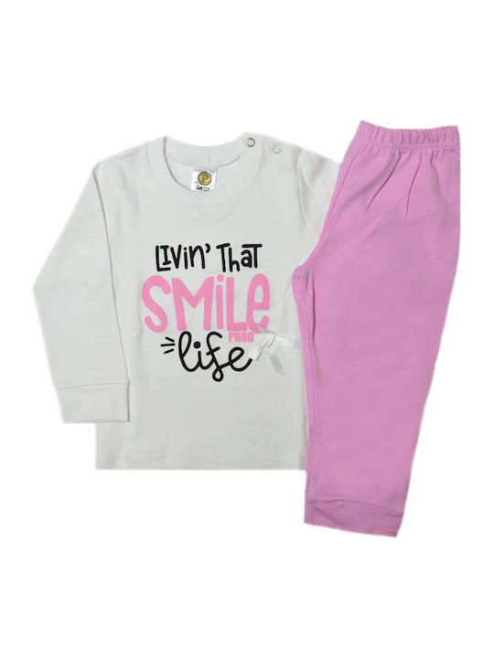 Prod Set Top & Bottom Kids Winter Pyjamas White E