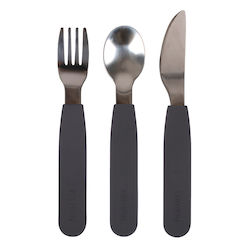 Filibabba Set Tacâmuri pentru bebeluși din Metal Stone Grey 3buc