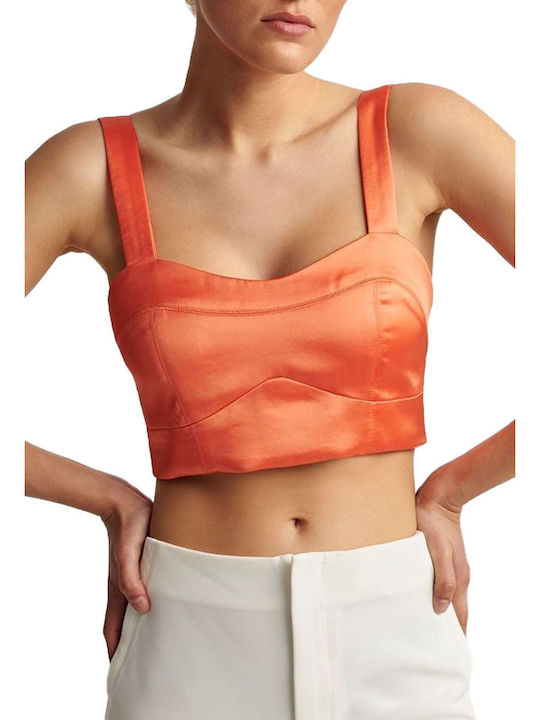 Attrattivo Women's Summer Crop Top Sleeveless Orange