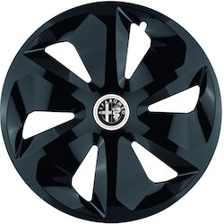 Jestic Car Hubcap Set with Alfa Romeo Emblem 15" 4pcs Black /Black