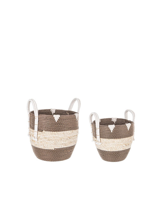 Bizzotto Set of Decorative Baskets Fabric with Handles Brown 2pcs
