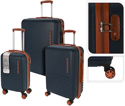 Explorer Luggage Travel Suitcases Hard Blue with 4 Wheels Set 3pcs