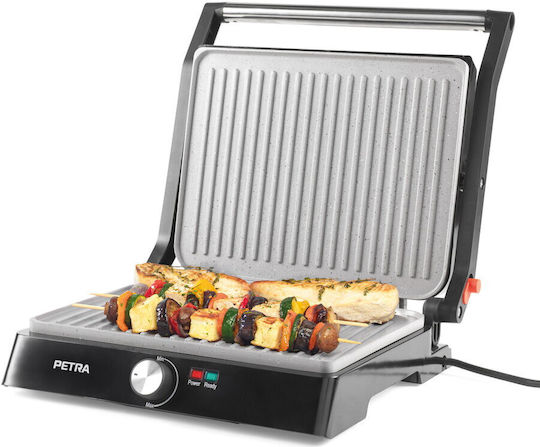 Petra Electric Tischplatte Elektrogrill Geriffelte Platte 2200W mit Deckel und einstellbarem Thermostat 29cmx23cmcm