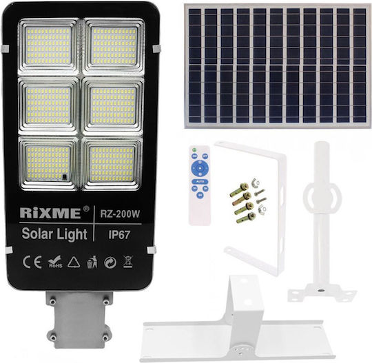 Rixme RiXME Ηλιακό Φωτιστικό Δρόμου 200W 34400lm Ψυχρό Λευκό με Αισθητήρα Κίνησης, Φωτοκύτταρο και Τηλεχειριστήριο IP67