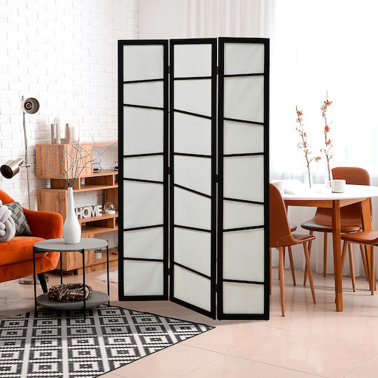HomCom Decorativ Paravan Lemn cu 3 Panouri 135x170cm