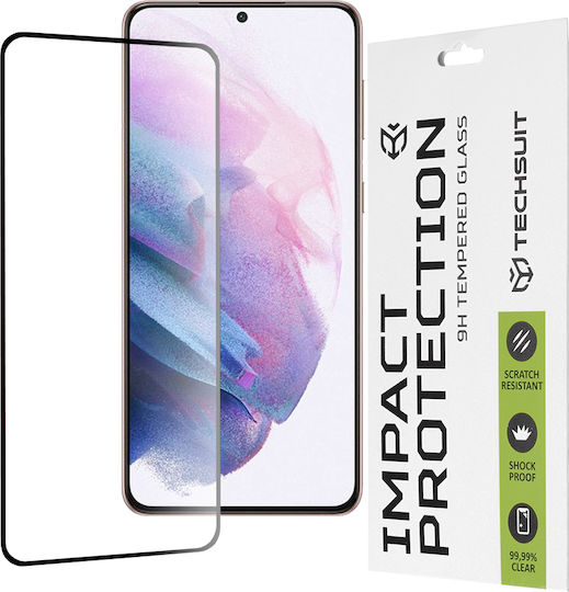 Techsuit 111D Vollkleber Vollflächig gehärtetes Glas Schwarz (Galaxy S21+ 5G)