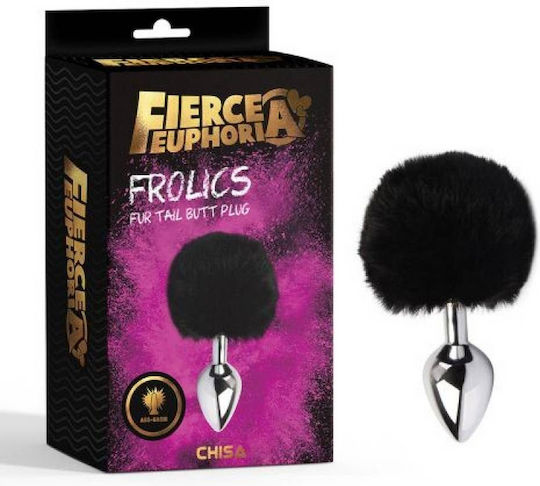 Chisa Novelties Frolics Fur Tail Butt Plug Anal Plug Black
