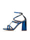 Envie Shoes Anatomic Synthetic Leather Women's Sandals Blue with Chunky High Heel