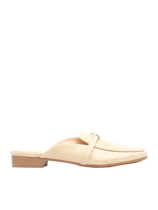 InShoes Mules mit Wohnung Absatz in Beige Farbe