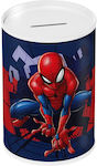 Must Spiderman Children's Money Box Metal Blue 10x10cm