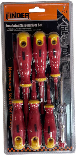 Finder Set 7 Electrician Screwdrivers with 7 Interchangeable Tips