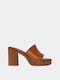 Sante Chunky Heel Leather Mules Tabac Brown 23-341-18
