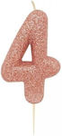 Birthday Candle Glitter Number 4 Colors 1 Piece