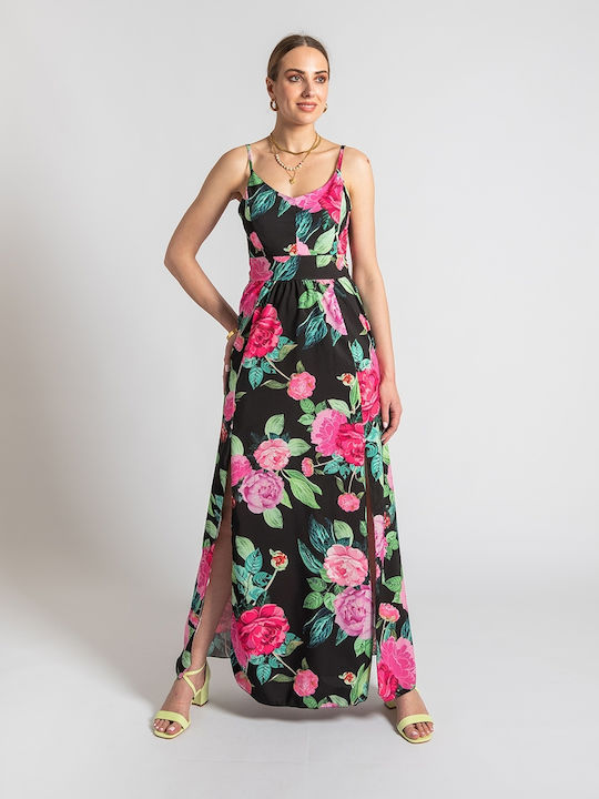 InShoes Sommer Maxi Kleid mit Schlitz Schwarz