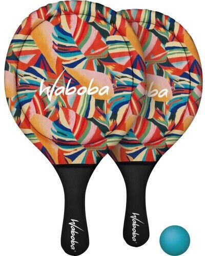 Waboba Silent Rackets with Waterproof Cover & Non-Slip Handle - Rainbow Palm Leaves