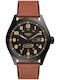 Fossil Digital Herrenuhr 46mm Solar mit Braun Lederarmband