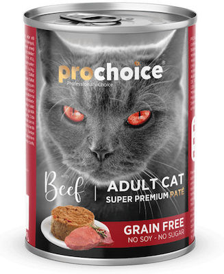 Prochoice Super Premium Pate Nasses Katzenfutter für Katze in Dose mit Kalb 400gr