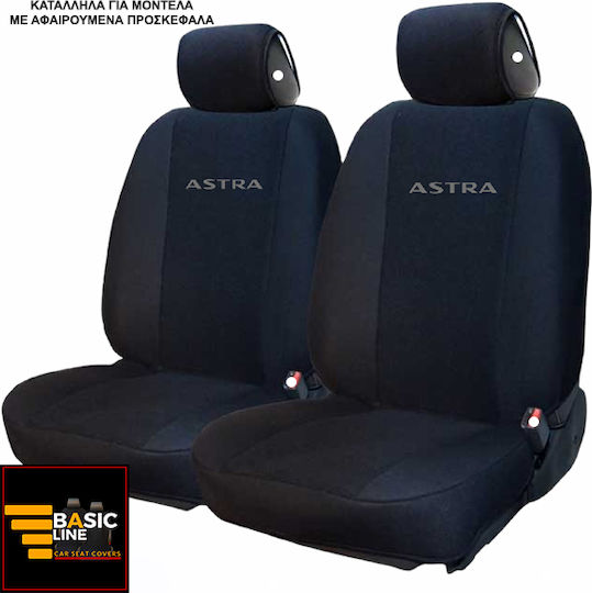 Front Car Covers 2pcs Cotton Black / Gray