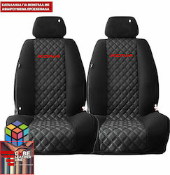 Car Seat Covers Set 2 Pieces Leatherette Black / Red