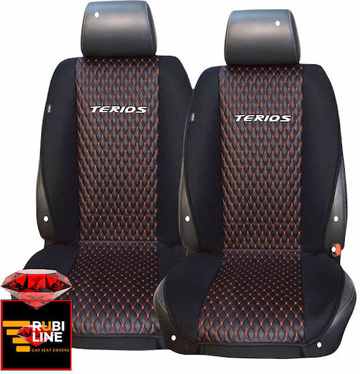 Set Spătare Auto 2buc Piele sintetica Negru / Roșu