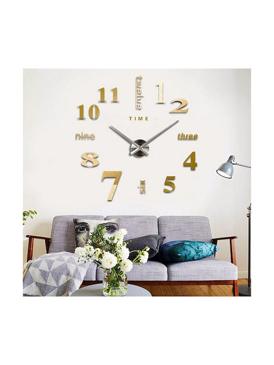 Factory 3D Wanduhr Aufkleber Metallisch Gold Ø40cm