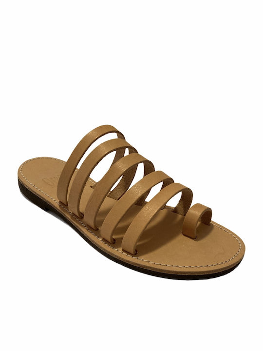 THEROS Greek 100% leather sandal handmade. Code PARALLELILO. Color NATURAL.