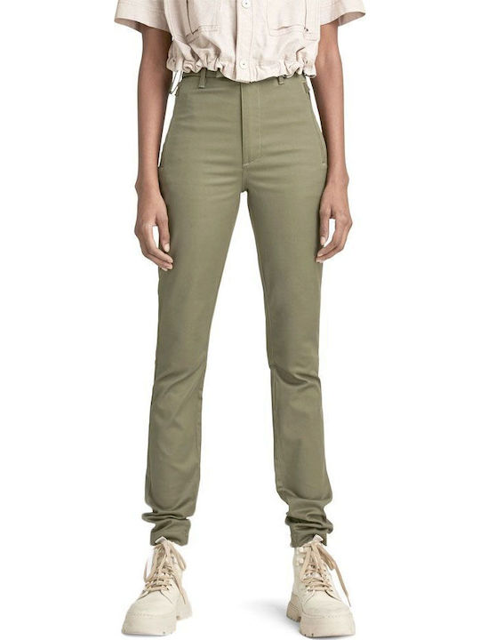 G-Star Raw Femeiesc Talie înaltă Chino Pantaloni Skinny Fit Kaki