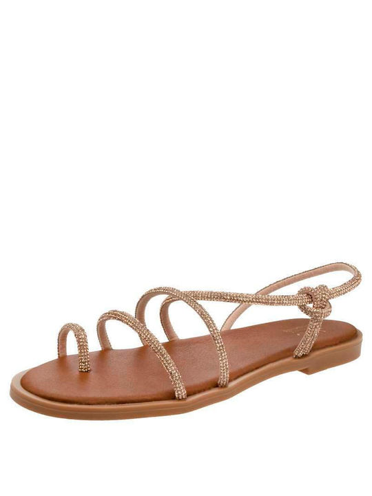 J&C Damen Flache Sandalen in Gold Farbe