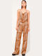 Alvina Women's Fabric Trousers Leopard Brown