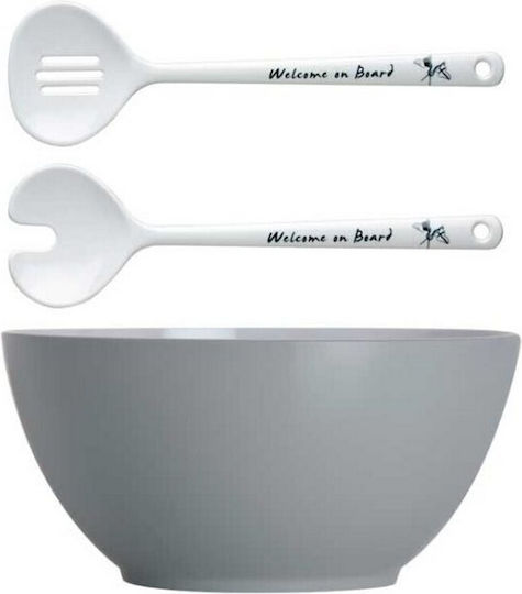 Marine Business Melamine Salad Bowl with Salad Spoons Gray 25x25cm 3pcs