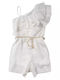 Kids' Fabric Jumpsuit Shorts/Bermudas White