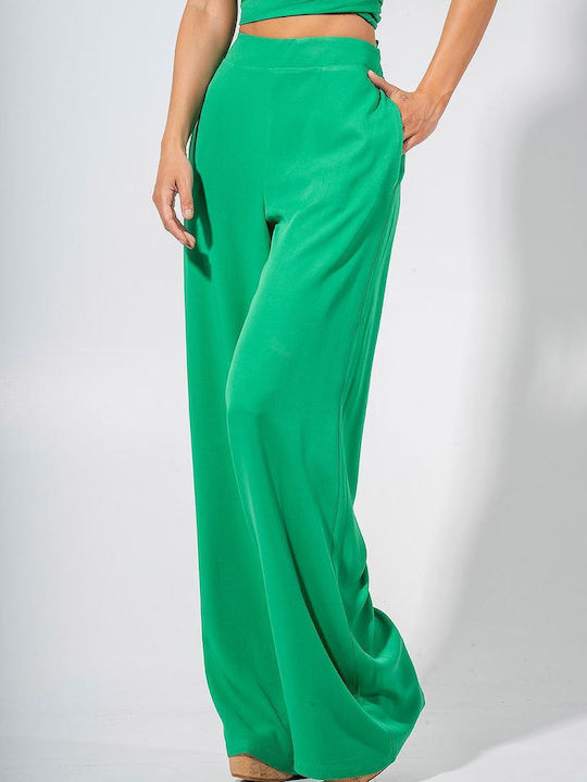 Maki 3231-0227001 Γυναικεία Υφασμάτινη Παντελόνα σε Πράσινο Χρώμα
