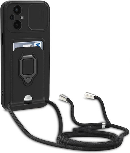Bodycell Multifunction Back Cover Μεταλλικό με Λουράκι Μαύρο (Poco M5)