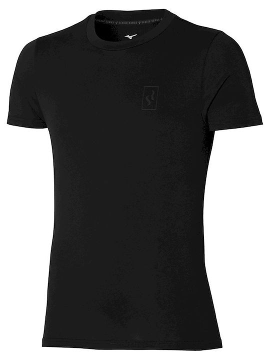 Mizuno Tee SR Bărbați T-shirt Sportiv cu Mânecă Scurtă Negru