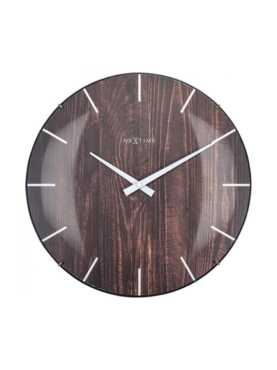 Nextime Silent Wall Clock Wooden Brown Ø35cm