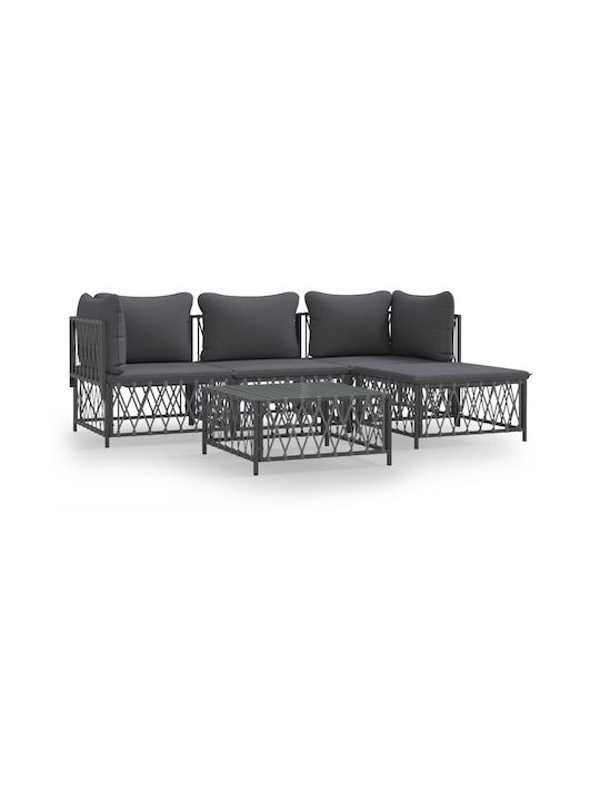 Set Outdoor Lounge Gray with Pillows 5pcs