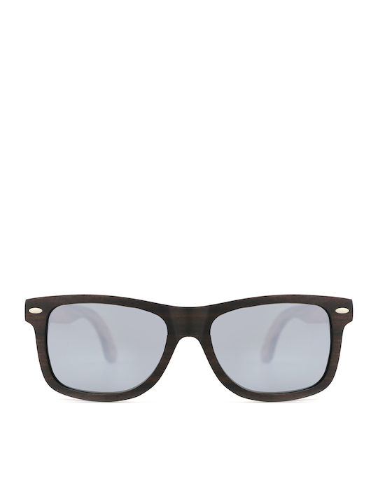 Daponte Unisex Sunglasses with Gray Wooden Frame and Gray Polarized Lens DAP008EPA#6