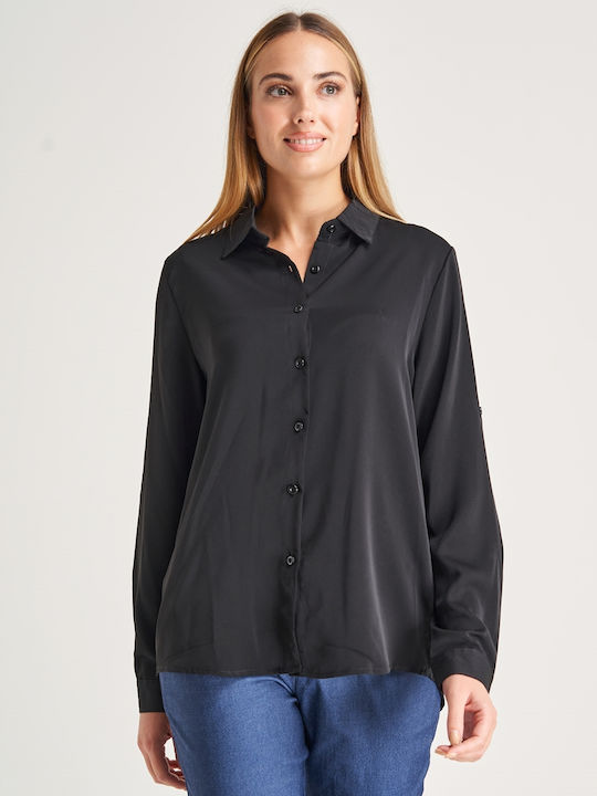 InShoes Women's Monochrome Long Sleeve Shirt Black
