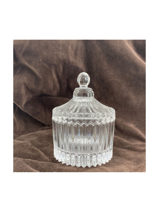 Riniotis Vintage Glass Sweet Jar with Lid Transparent