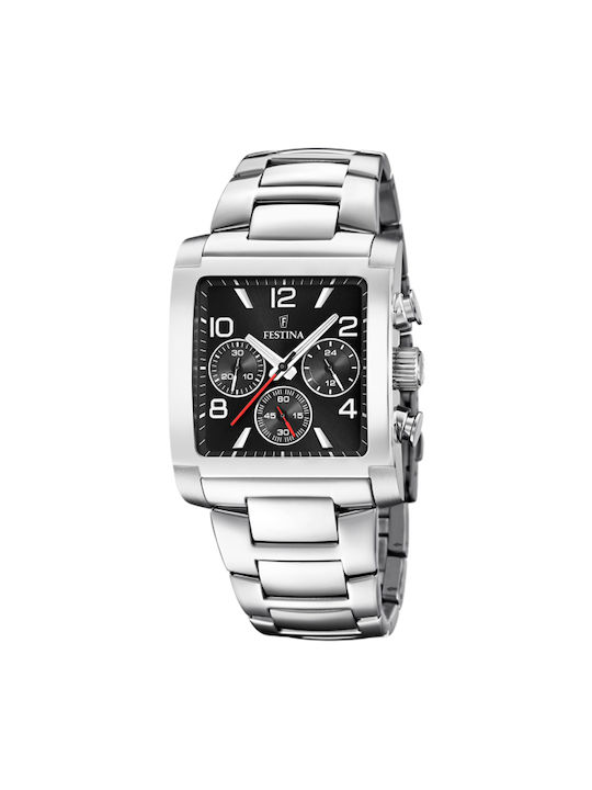 Festina Watch Chronograph Battery with Silver Metal Bracelet