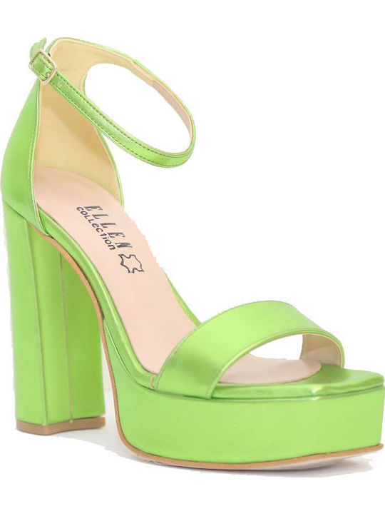 Ellen Stoff Sandalen Grün