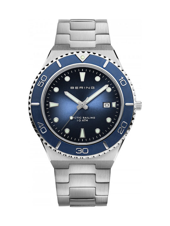 Bering Time Men's Watch 43mm Battery with Silver Metal Bracelet